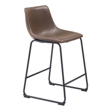 Load image into Gallery viewer, 24" Faux Leather And Steel Counter Height Bar Chairs (Set of 2) - Espresso / Black
