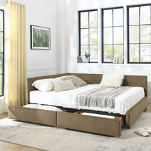 Load image into Gallery viewer, Mid-Century Storage Upholstered Tufted Bed Frame With Backrest And Armrests
