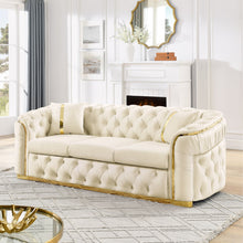 Load image into Gallery viewer, Button Tufted Couch With 2 Pillows, 3 Seater Luxury Chesterfield Sofa
