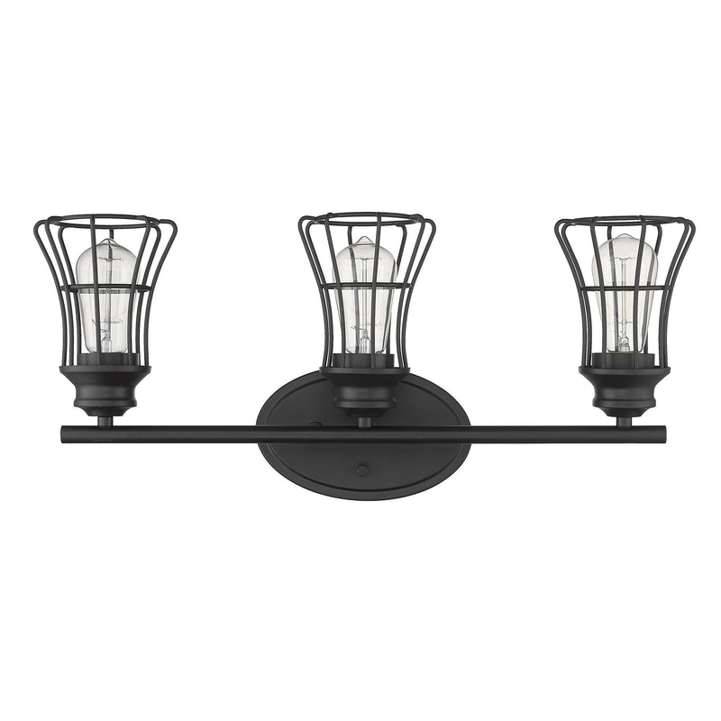 Three Light Cage Wall Sconce - Matte Black