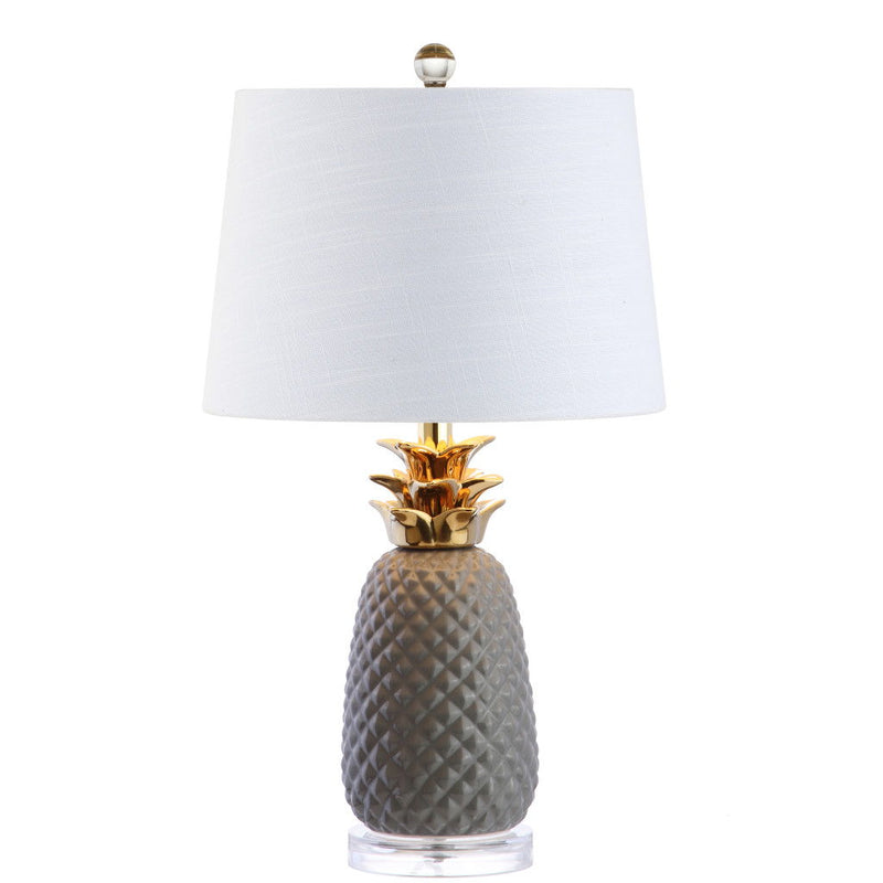 Globe Table Lamp With Drum Shade - Gray