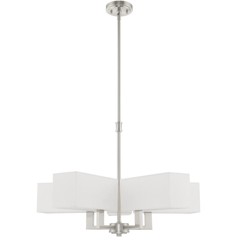 21" Five-Light Dimmable Chandelier With Shades - Nickel