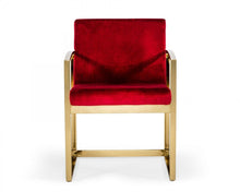 Load image into Gallery viewer, Lux Red Velvet Armchair - Red And Gold
