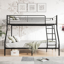 Load image into Gallery viewer, Heavy Duty Twin-Over-Full Metal Bunk Bed, Easy Assembly with Enhanced Upper-Level Guardrail, Black
