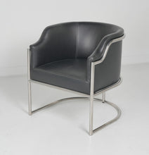 Load image into Gallery viewer, Upholstered Leather Curved Back Dining Arm Chair - Silver
