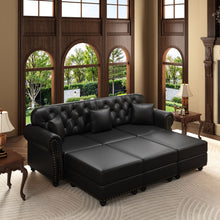 Load image into Gallery viewer, Upholstered Sofa With Nailhead Trim, Rolled Armrests With Ottoman
