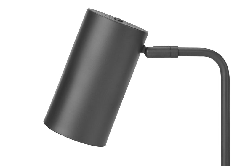 Metal Round USB Table Lamp With Gray Cylinder Shade - Gray