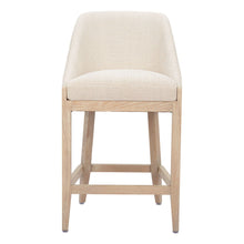 Load image into Gallery viewer, 27" Fabric And Solid Wood Counter Height Bar Chair - Beige / Natural
