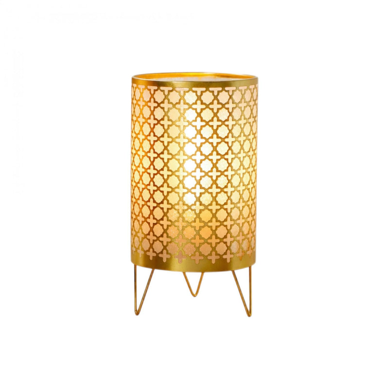 Pierced Novelty Desk Lamp With Cylinder Shade - Gold