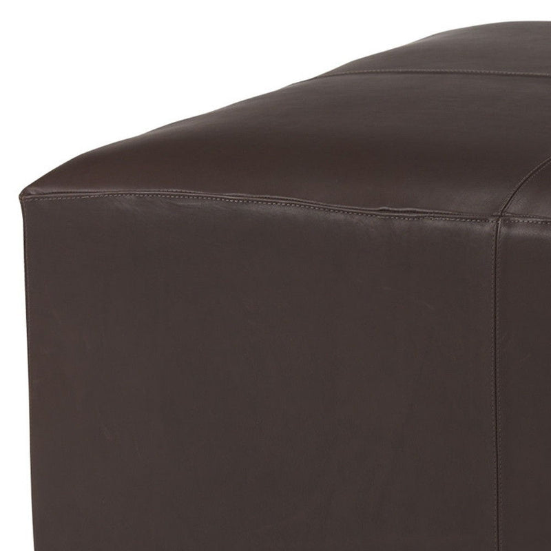 Plywood Genuine Leather Cocktail Ottoman - Brown