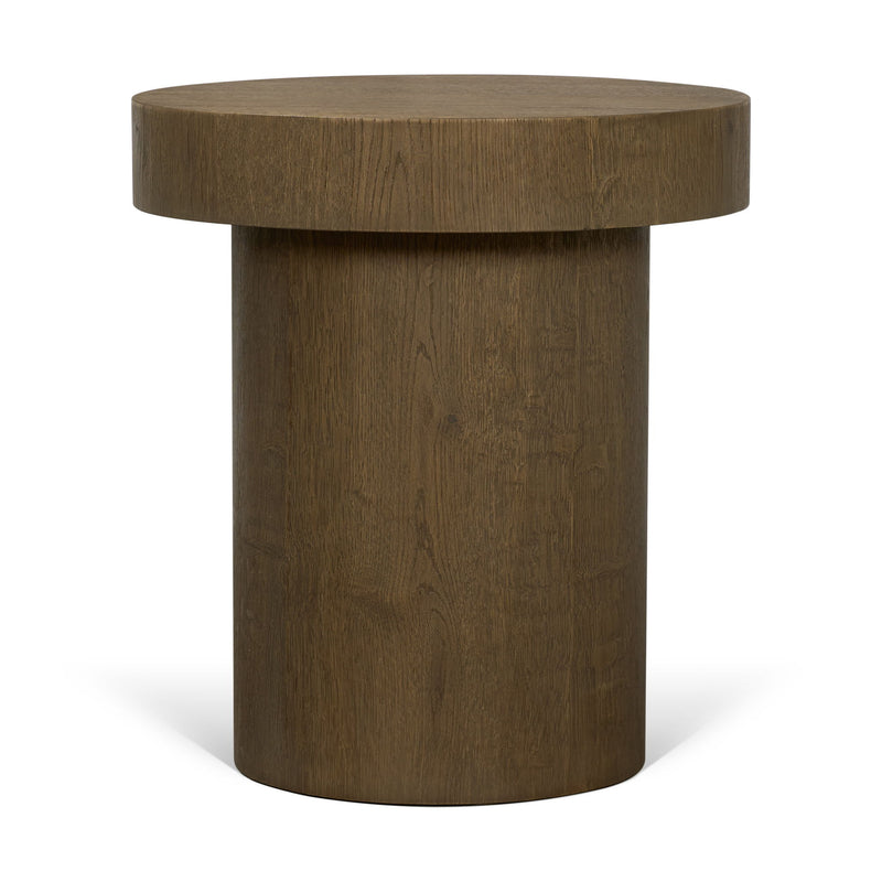 Solid Wood Round Pedestal End Table (729085) - Brown