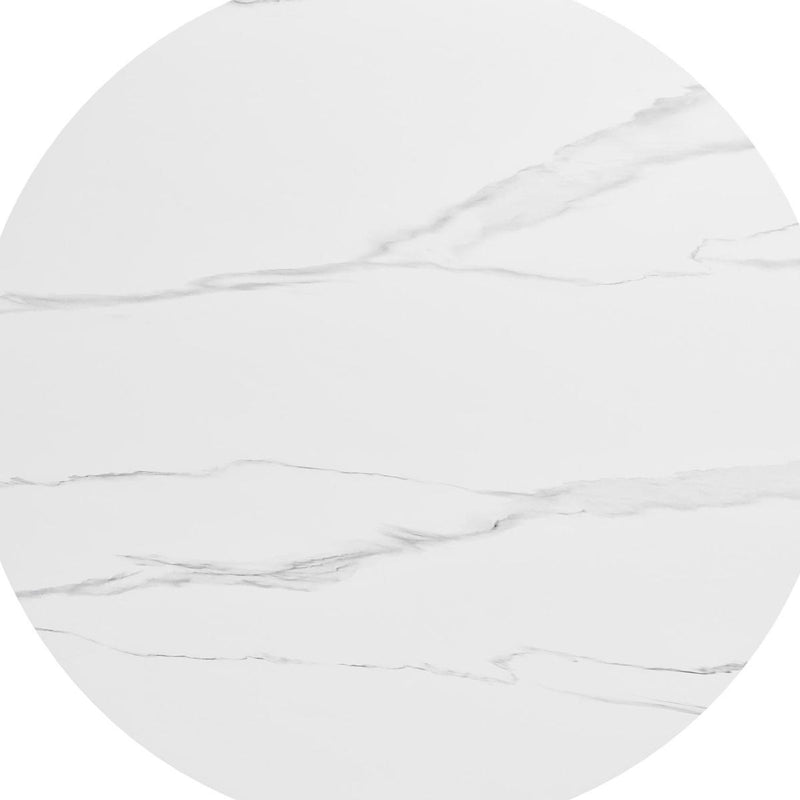 Sintered Stone And Aluminum Round Top Dining Table - White