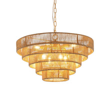 Load image into Gallery viewer, Eight Light Metal Chandelier With Shades - Brown
