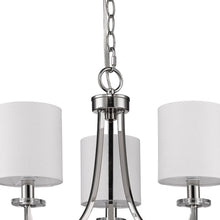 Load image into Gallery viewer, Candle Style Three Light Metal Dimmable Chandelier With White Shades - Silver / White
