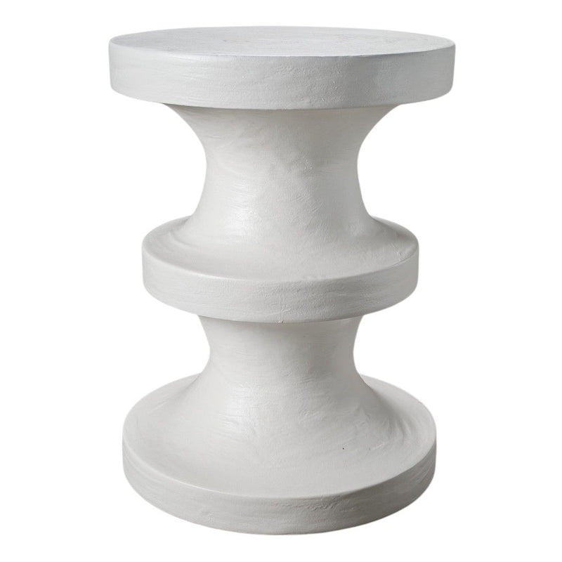 22" Wood Round End Table - White