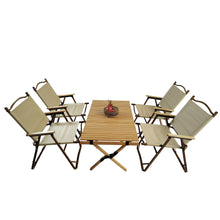 Load image into Gallery viewer, 5 Pieces Dining Set, Multi-Function Foldable And Portable, 1 Dining Table &amp; 4 Folding Chairs, Indoor And Outdoor Universal - Natural
