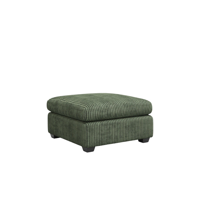 Corduroy Footstool - Green / Black