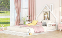 Load image into Gallery viewer, Full Size Wood Floor Bed with House-shaped Headboard, White
