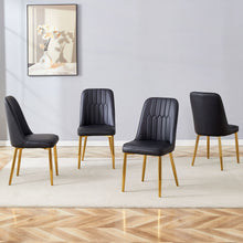Load image into Gallery viewer, Modern Dining Chairs With Metal Legs And Simple Line Design On Backrest
