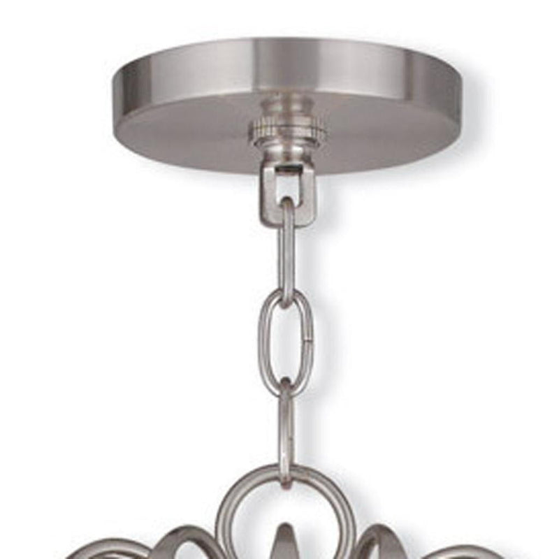 27" Five Light Dimmable Chandelier With Shades - Nickel