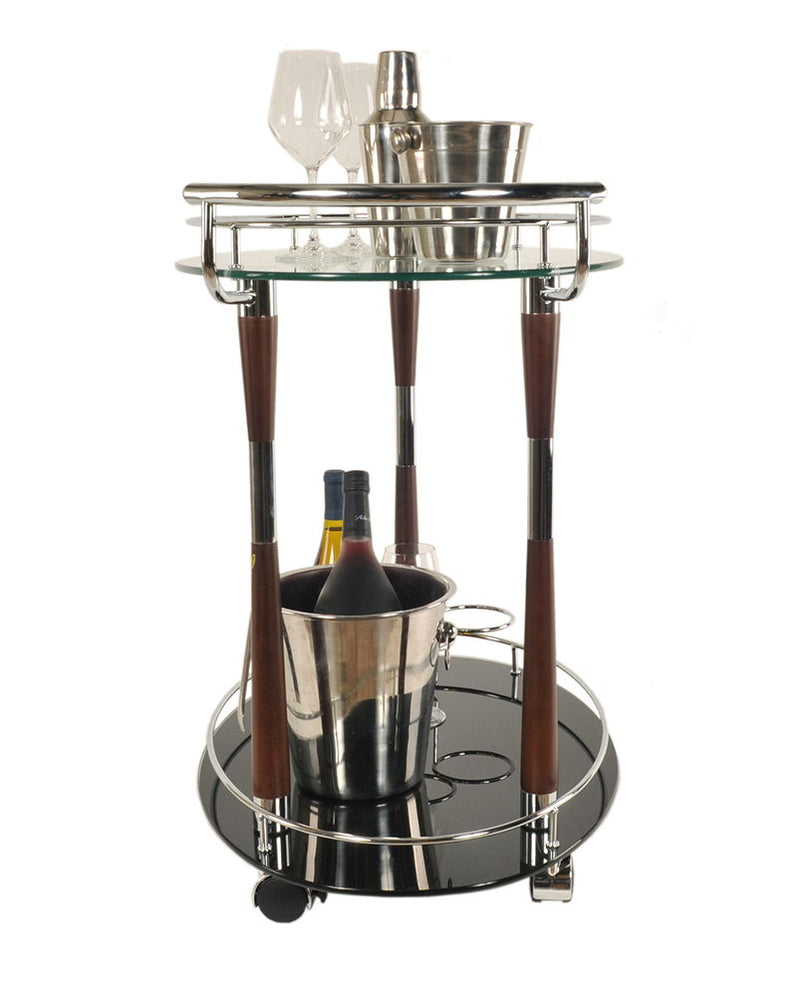 18.75" X 29.75" X 27.375" Chrome Serving Trolley - Pearl Silver