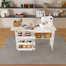 Load image into Gallery viewer, 4 In 1 Folding Sewing Table With Lockable Wheels, Multi Functional Craft Station - White
