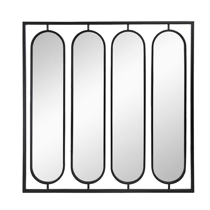 36" Square Iron Framed Accent Mirror - Black