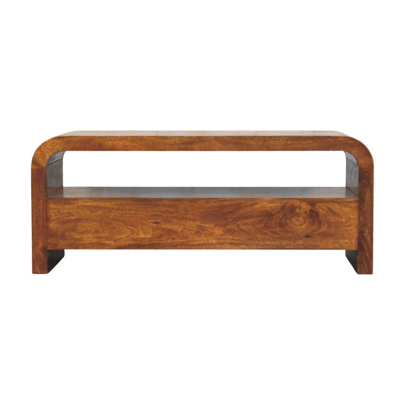 Solid Wood Enclosed Open Storage TV Stand (719186) - Brown