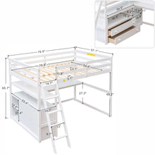 Load image into Gallery viewer, Modern Loft Bed With Built In Desk, Shelves, And 2 Drawers
