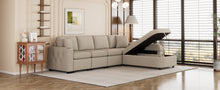 Load image into Gallery viewer, 109.8&quot;L-shaped Couch Sectional Sofa with Storage Chaise,Cup Holder and USB Ports for Living Room, Beige
