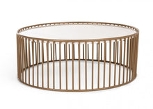 Load image into Gallery viewer, Modern Round Faux Marble Coffee Table - White And Gold
