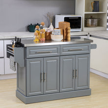 Load image into Gallery viewer, Homcom - Rolling Kitchen Island With Storage, Portable Kitchen Cart With Stainless Steel Top, 2 Drawers, Spice, Knife And Towel Rack And Cabinets
