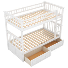 Load image into Gallery viewer, Twin over Twin Bunk Bed with Drawers, Convertible Beds, White(Old SKU: SM000240AAK-1)
