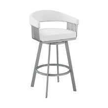 Load image into Gallery viewer, 34" Swivel Backless Counter Height Bar Chair - White / Silver

