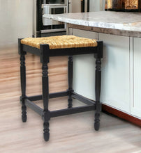 Load image into Gallery viewer, Backless Counter Height Bar Chair With Footrest 24" - Natural and Black
