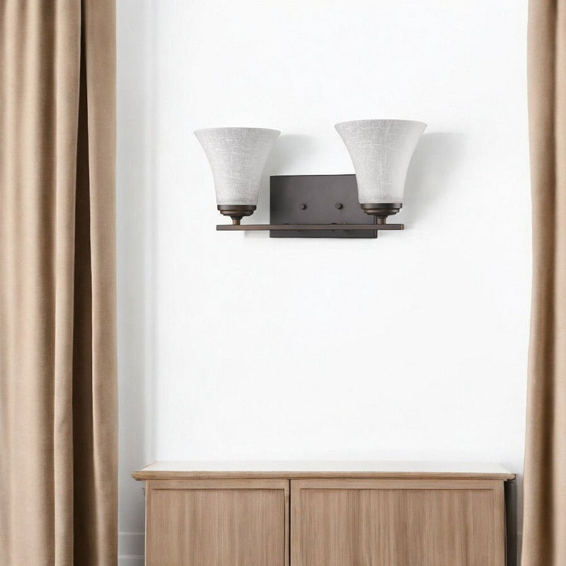 Two Light Wall Light With Tapered Glass Shade - Bronze