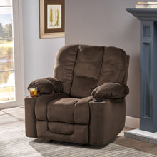 Load image into Gallery viewer, Luxurious Manual Recliner Chair With Skin-Friendly Fabric And Dual Cup Holders
