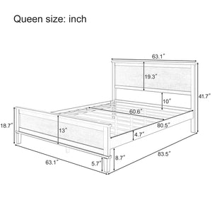 Mid-Century Platform Bed With Headboard And Slat Support, No Box Spring Needed