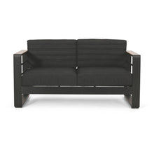 Load image into Gallery viewer, Loveseat With Slat Paneling And Aluminum Frame - Black
