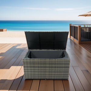 Outdoor Storage Box, 200 Gallon Wicker Patio Deck Boxes with Lid, Outdoor Cushion Storage for Kids Toys, Pillows, Towel