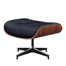 Load image into Gallery viewer, 28" Mid-Century Tufted Genuine Leather Lounge Chair With Ottoman - Rosewood

