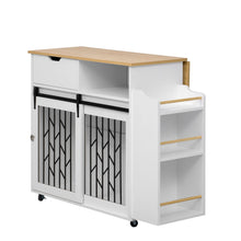 Load image into Gallery viewer, Modern Style 2 In 1 Pet Friendly Dog Crate Kitchen Island End Table Metal Pine - Natural / White
