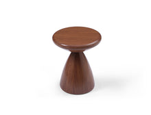 Load image into Gallery viewer, Steel Cinched High Waist Round Pedestal End Table - Walnut / Steel
