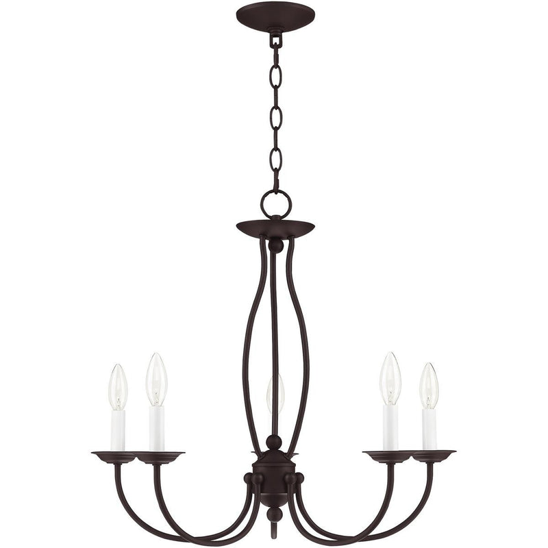 22'' Five Light Dimmable Chandelier With Shades - Bronze