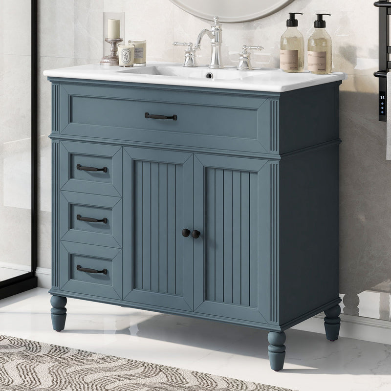 Bathroom Vanity With Sink, Freestanding Cabinet & Drawers