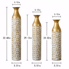 Load image into Gallery viewer, Mother's Day Gift Set Gilded White 3D Relief Flower Metal Vase Set - White / Gold
