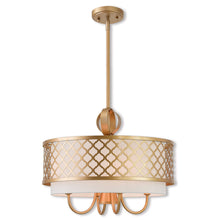 Load image into Gallery viewer, Five Light Dimmable Chandelier With Shades - Gold / Off White
