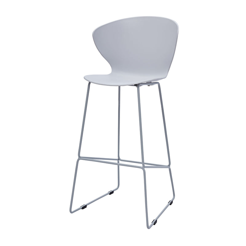 Heavy Duty Plastic And Metal Low Back Bar Height Bar Chairs (Set of 2) - Gray