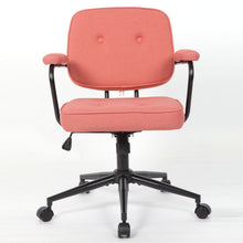 Load image into Gallery viewer, Button Mid Back Swivel Desk Chair With Curved Armrest - Pink
