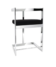 Load image into Gallery viewer, Velvet And Stainless Steel Low Back Bar Height Bar Chair - Black And Silver
